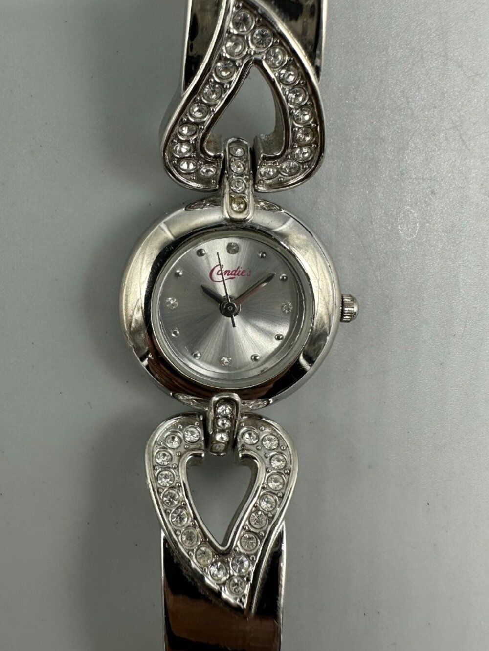 3/$30 Candie's Watch Women Silver Tone Rhinestone Detail Y2K New Battery 7.5"